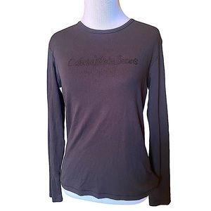 Calvin Klein long sleeve sequin logo top